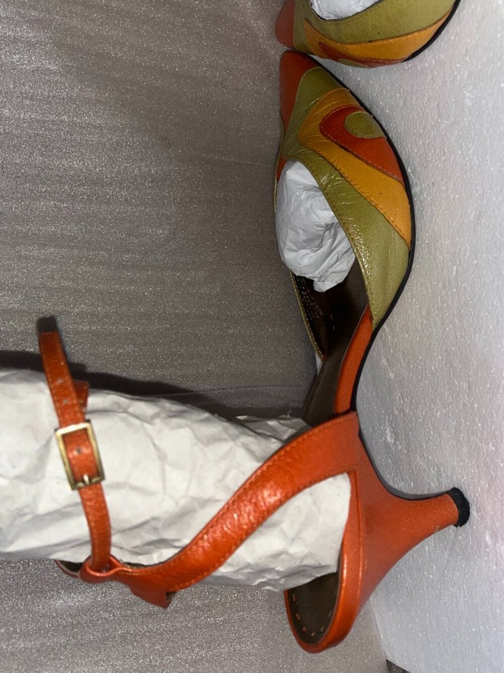 Gianni Bini Orange Green Yellow Wave-Accent Pointed Toe Heels - Picture 4 of 11